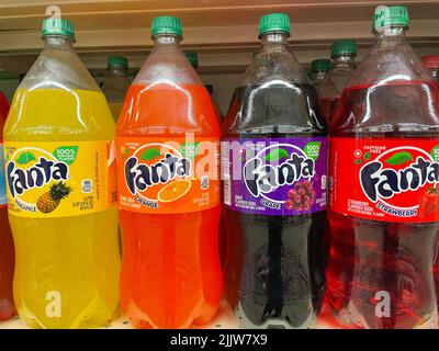 Grovetown, Ga USA - 03 15 22: Retail store Fanta soda drink variety on a shelf Stock Photo