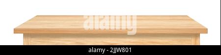 Light brown table with empty tabletop, free space surface isolated on white Stock Photo