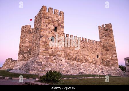 Genoese Fort on Aegean Coast of Turkey. Stock Photo