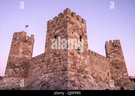 Genoese Fort on Aegean Coast of Turkey. Stock Photo