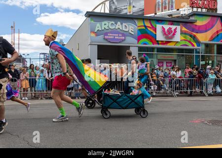 The people having fun on the street during the 40th Annual Mermaid Parade on Coney Island Stock Photo