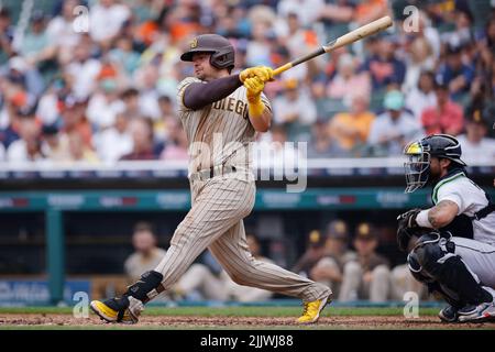 San Diego Padres' Luke Voit batting during the seventh inning of a