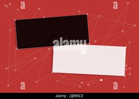 Blank Color Chat Boxes With Geometric Angles Over Background Design. Creative Banners For Business Advertisement. Empty Templates For Marketing And Stock Photo