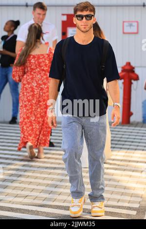 28th July 2022; The Hungaroring, Mogyoród, Hungary: FIA Formula 1 Grand Prix, Driver arrival and inspection day: Scuderia AlphaTauri, Pierre Gasly Stock Photo