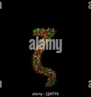 Scattered green and red Christmas like character isolated over a black background Stock Photo