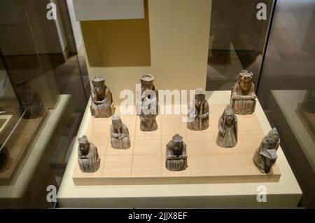 lewis chess men set national museum of Scotland edinburgh royal mile scotland in summer 2022 UK Stock Photo