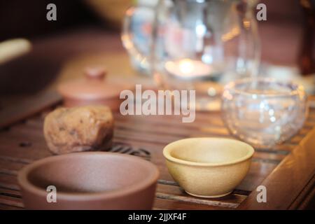 Traditional chinese tea ceremony utensils Stock Photo