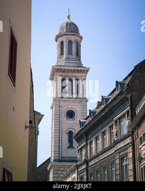 A vertical view of the historical Blessed Mary Benedictine Church in Sopron, Hungary Stock Photo