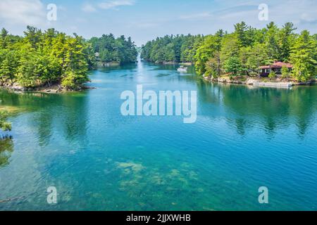 Islands and the St Lawrence River in Thousand Islands National Park Ontario, Canada. Stock Photo