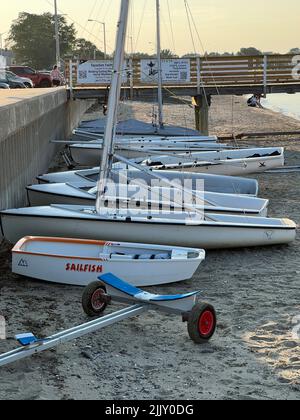 Small boats in Quincy Massachusetts USA Stock Photo