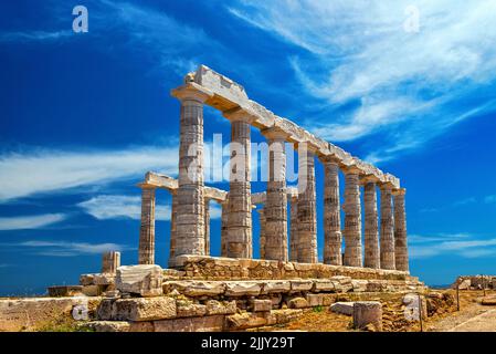 Temple of Poseidon ('Neptune'), Cape Sounion, Attica, Greece Stock Photo