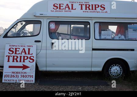 Temple's Seal Trips van, Morston, Norfolk. Stock Photo