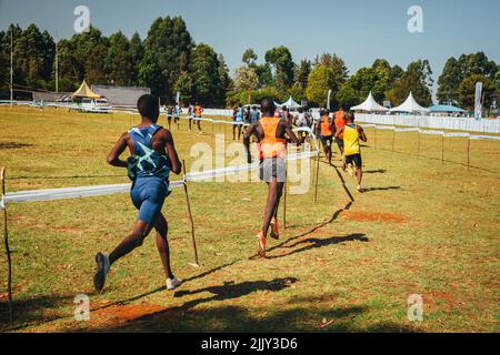 Running races in Kenya, The best athletes and endurance athletes in the world compete in cross-country races. Running photo Stock Photo