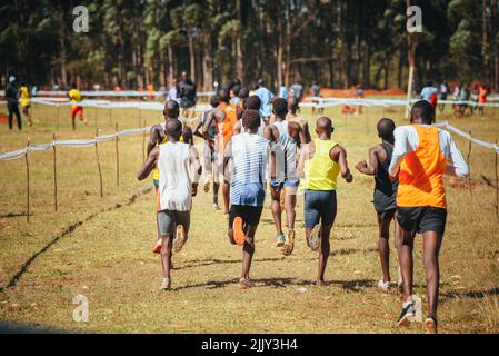 Running races in Kenya, The best athletes and endurance athletes in the world compete in cross-country races. Running photo Stock Photo