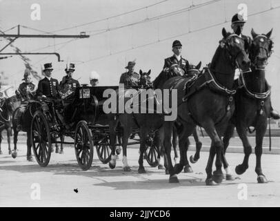 Prince in State coach in Melbourne. October 22, 1934. Stock Photo