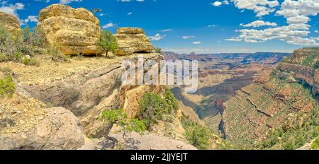 Grand Canyon Arizona viewed from a cliff west of Twin Views Overlook. Stock Photo