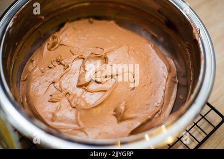 Fresh dough for the potion in the kitchen on the table Stock Photo