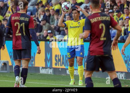 Broendby, Denmark. 28th July, 2022. Blas Riveros (15) of Broendby IF seen during the UEFA Europa Conference League qualification match between Broendby IF and Pogon Szczecin at Broendby Stadion in Broendby. (Photo Credit: Gonzales Photo/Alamy Live News Stock Photo