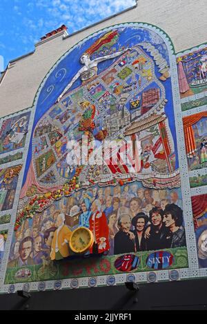 The Parish of St Annes, Soho, gable end mural, Carnaby St, London, England, UK, W1F 9PS - restored 2006 Stock Photo