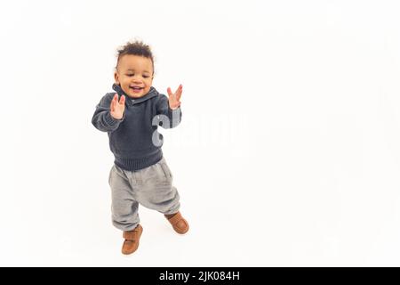 happy afro american boy enjoying the moment - isolated. High quality photo Stock Photo