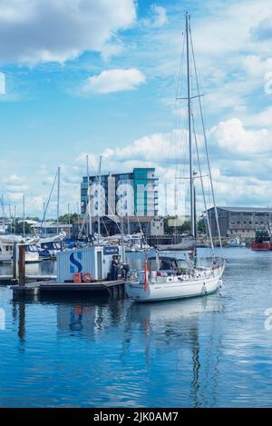 plymouth yachts moored in harbour 2022 Stock Photo