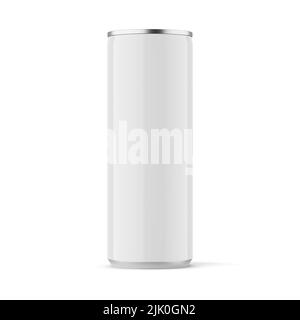 White glossy sleek 330 ml can isolated on white background mockup - 3D rendering Stock Photo