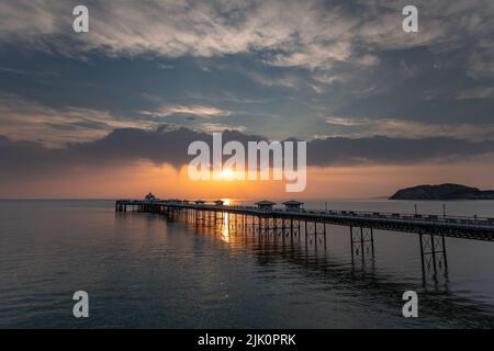 Llandudno pier at sunrise on the north Wales coast Stock Photo