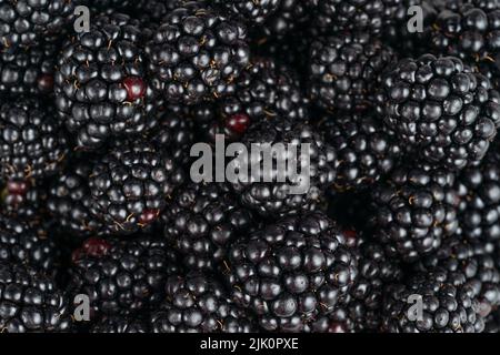 Blackberries background. Antioxidant food, directly above. Stock Photo