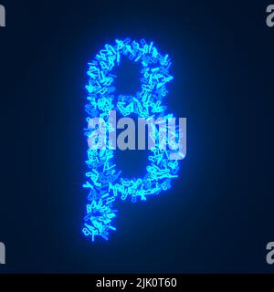 Scattered blue neon character isolated over a black background Stock Photo