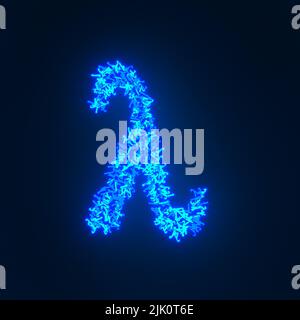 Scattered blue neon character isolated over a black background Stock Photo