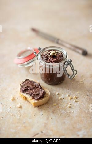 Chocolate spread with almonds and dextrose (low carb) Stock Photo
