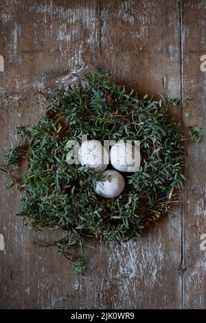Easter eggs in a nest Stock Photo
