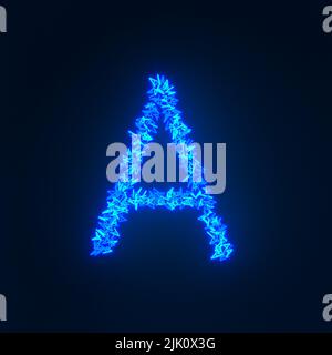 Scattered blue neon character isolated over a black background Stock Photo