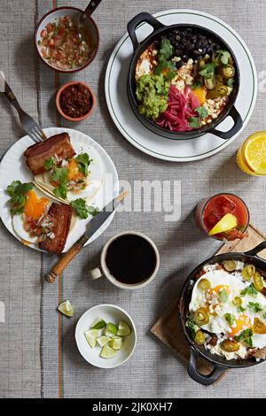 Selection of Mexican breakfast dishes Stock Photo