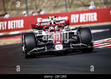 24 ZHOU Guanyu (chi), Alfa Romeo F1 Team ORLEN C42, action during the 10th round of the 2022 FIA Formula 2 Championship, from July 28 to 31, 2022 on the Hungaroring, in Mogyorod, Hungary - Photo: Joao Filipe / Dppi/DPPI/LiveMedia Stock Photo