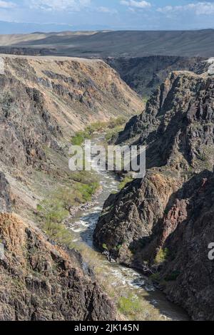 Aerial of the Charyn Gorge and river, Tian Shan, Kazakhstan, Central Asia, Asia Stock Photo