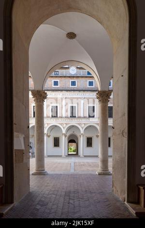 The Courtyard of Honor, Palazzo Ducale, Urbino, Urbino and Pesaro district, Marche, Italy, Europe Stock Photo