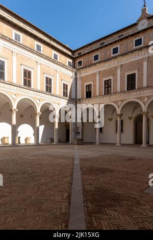 The Courtyard of Honor, Palazzo Ducale, Urbino, Urbino and Pesaro district, Marche, Italy, Europe Stock Photo