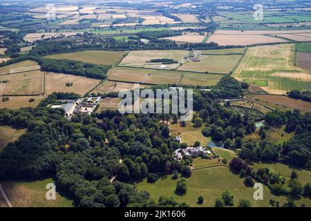 An aerial view of the grounds of Daylesford House, Gloucestershire, the location of a first wedding anniversary party being thrown by Prime Minister Boris Johnson and his wife Carrie for friends and family. Picture date: Friday July 29, 2022. Stock Photo