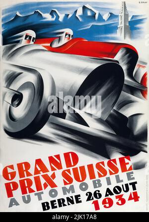 Vintage 1934 Race Poster - Swiss Grand Prix ( großer preis der schweiz ) WINTERHALDER Stock Photo