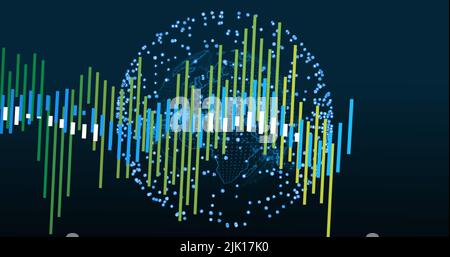 Image of data processing over globe Stock Photo