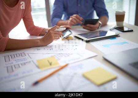 Business people working on financial documents for business presentation Stock Photo