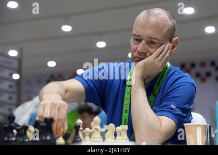 Chennai, Tamil Nadu, India. 30th July, 2022. An international chess player  thinks before making the next move during the second round of the 44th Chess  Olympiad in Chennai. (Credit Image: © Sri