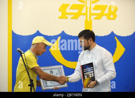 Non Exclusive: KYIV, UKRAINE - JULY 28, 2022 - Ukrainian sports journalist and founder of the National Register of Records of Ukraine Valentyn Shcherb Stock Photo