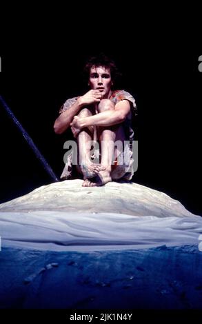 Mark Rylance (Peter Pan) in PETER PAN by J M Barrie at the Royal Shakespeare Company (RSC), Barbican Theatre, London EC2  17/12/1983  set design: John Napier  costumes: Andreane Neofitou  lighting: David Hersey  fights: Malcolm Ranson  directors: John Caird & Trevor Nunn Stock Photo