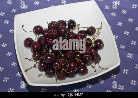 Bowl of Kentish Cherries Stock Photo