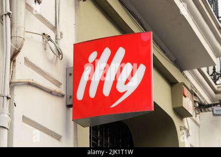 VALENCIA, SPAIN - MAY 17, 2022: Illy is an Italian coffee company specializing in espresso Stock Photo