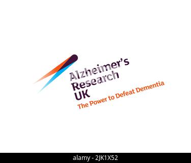 Alzheimer's Research UK, Rotated Logo, White Background Stock Photo