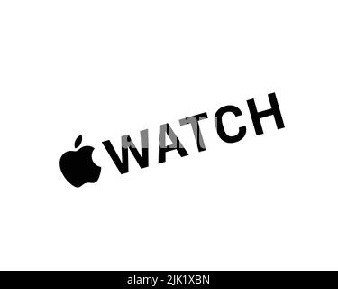 Apple Watch Series 3, Rotated Logo, White Background Stock Photo