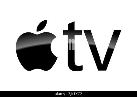 Apple TV, Logo, White background Stock Photo